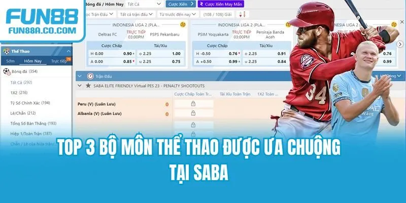 Top 3 bộ môn thể thao được ưa chuộng tại SABA